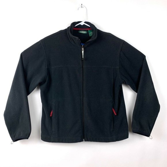 LL Bean Mens Fleece Jacket Black Full Zipper M - Picture 1 of 8